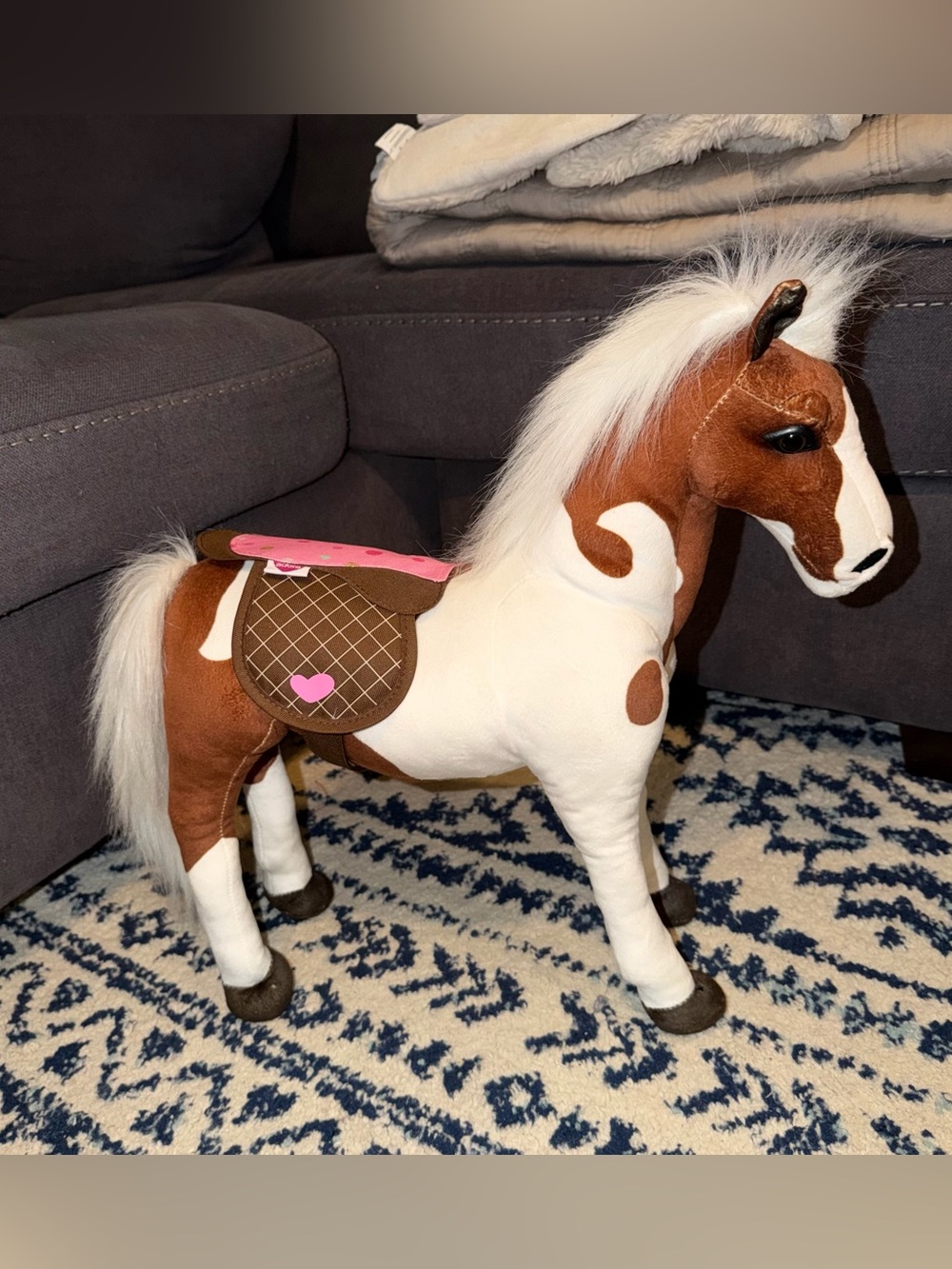 ADORA Brown and White Plush Pony with Pink Saddle Accent
